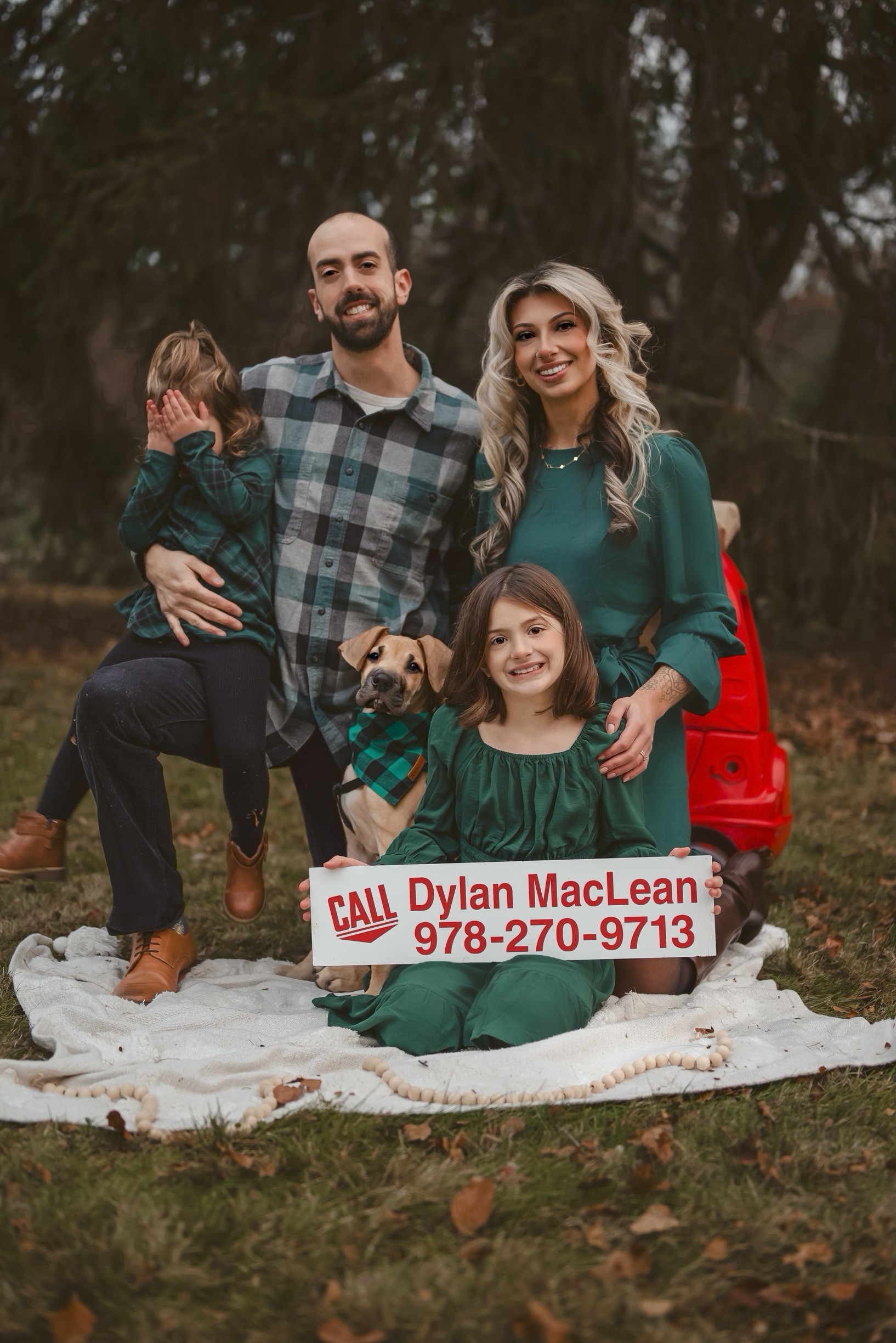 Dylan MacLean with family and Scooby